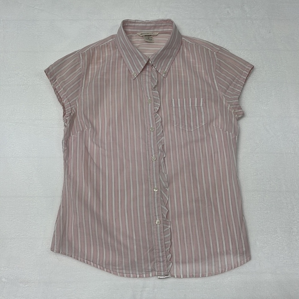 Abercrombie‎ & Fitch Striped Ruffle Button Front Blouse sz Medium